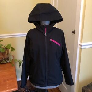 Free Tech Women’s Hooded Athletic Jacket Black with Pink Accents Size M